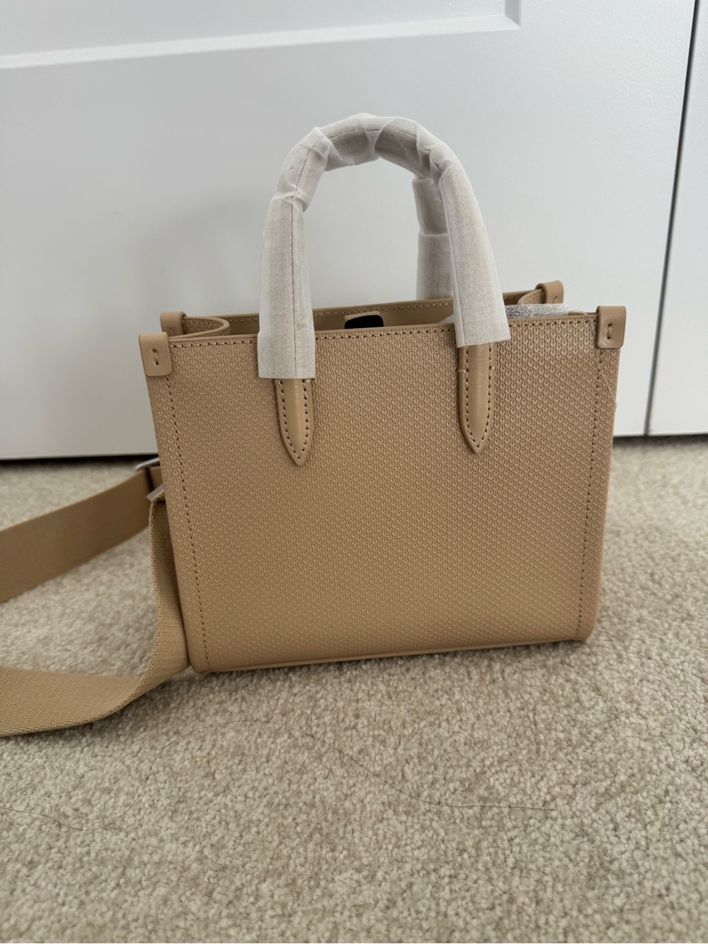 Lacoste Beige/Tan Mini Chantaco Leather Tote - Picture 2 of 4
